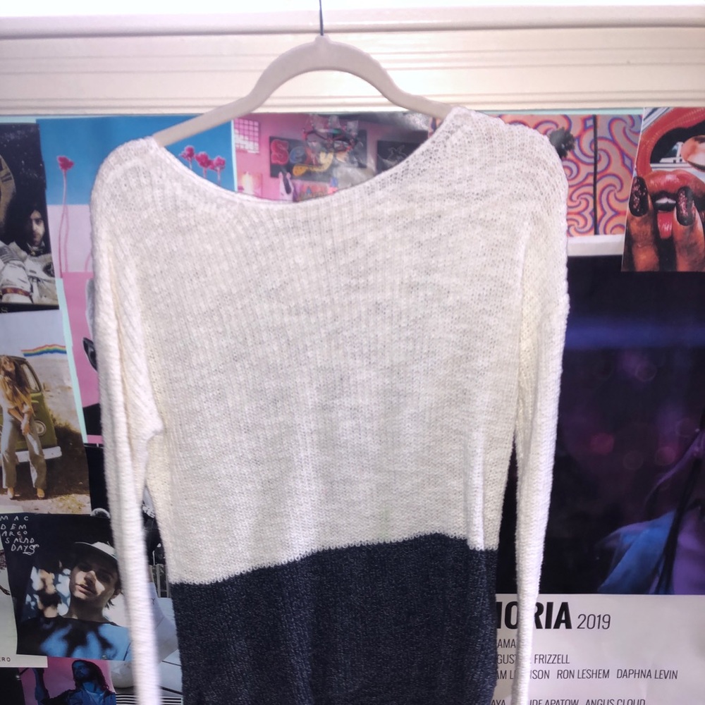 White and navy Madewell sweater